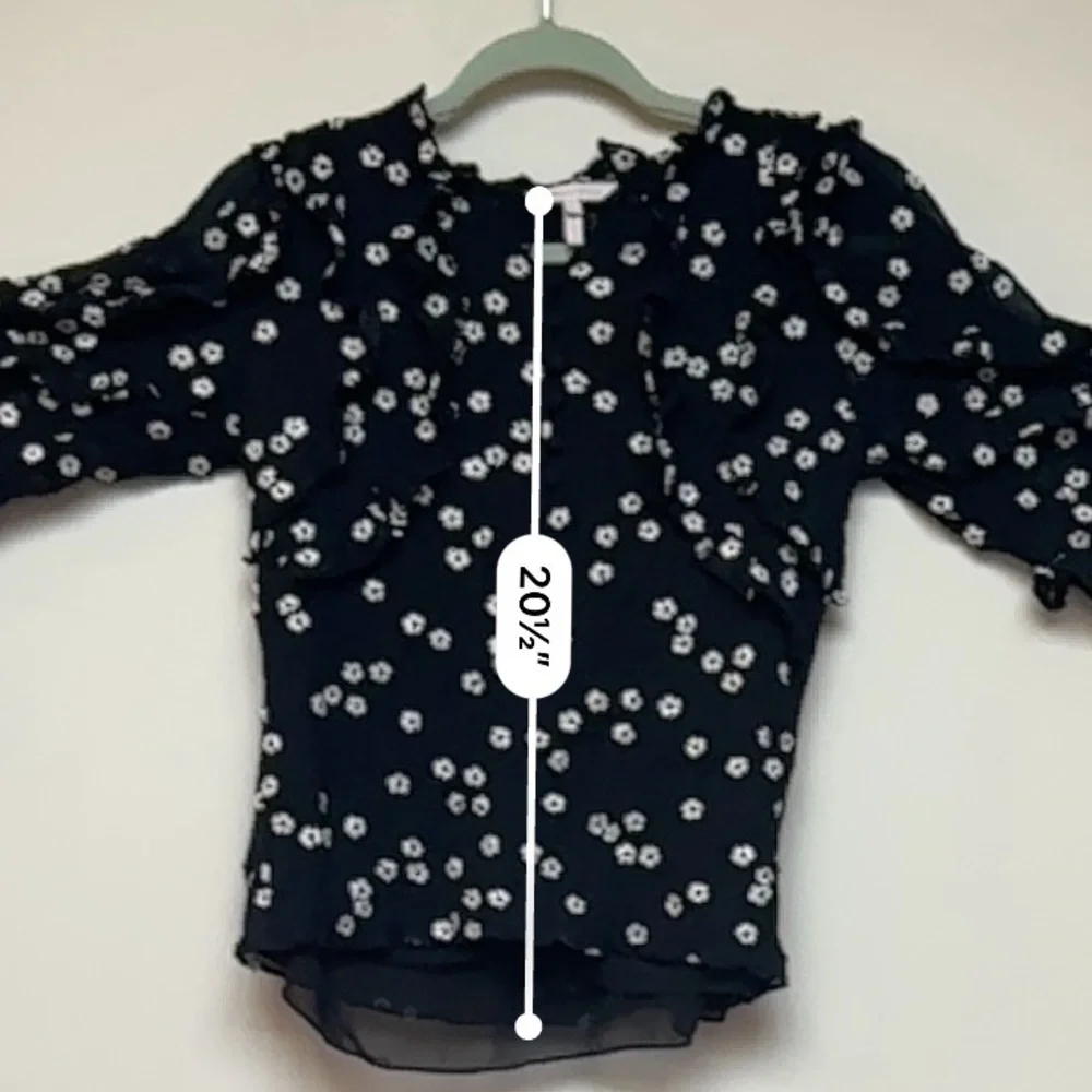 Rebecca Taylor Black & White Alessandra Ruffle Top Size 0 - Picture 14 of 15